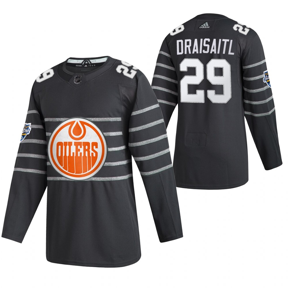 Men's Edmonton Oilers #29 Leon Draisaitl 2020 Grey All Star Stitched NHL Jersey